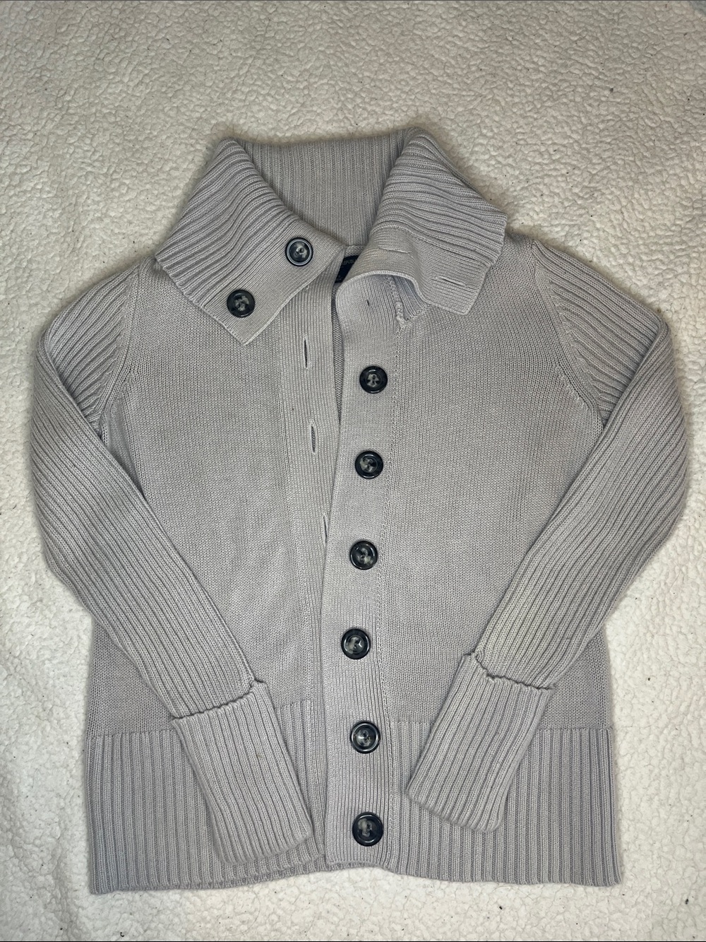 Banana Republic Light Gray Ribbed Button-Front Men's Cardigan